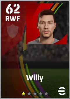 Willy eFootball 2026 player card — 62 OVR RWF