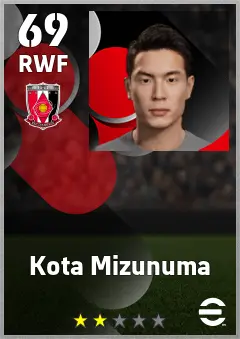 Kota Mizunuma eFootball 2026 player card, 69 OVR RWF