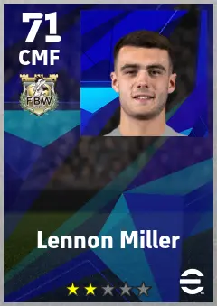 Lennon Miller eFootball 2026 player card — 71 OVR CMF