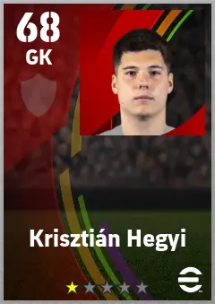 Krisztian Hegyi eFootball 2026 player card — 68 OVR GK