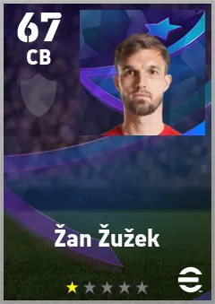 Zan Zuzek eFootball 2026 player card — 67 OVR CB