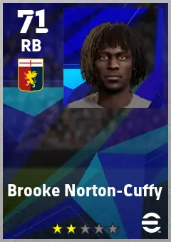 Brooke Norton-Cuffy eFootball 2026 player card — 71 OVR RB