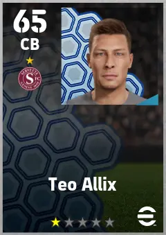 Teo Allix eFootball 2026 player card — 65 OVR CB