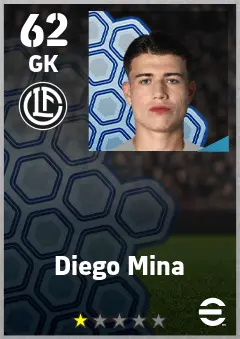 Diego Mina eFootball 2026 player card — 62 OVR GK