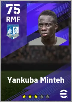 Yankuba Minteh eFootball 2026 player card — 75 OVR RMF