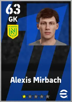 Alexis Mirbach eFootball 2026 player card — 63 OVR GK
