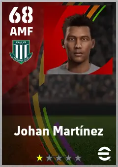 Johan Martinez eFootball 2026 player card — 68 OVR AMF