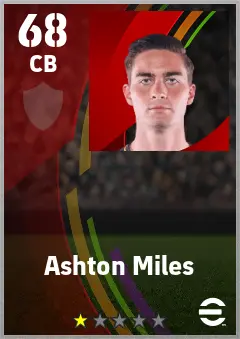 Ashton Miles eFootball 2026 player card — 68 OVR CB