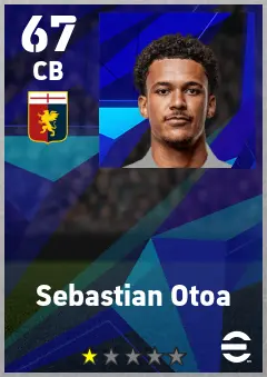 Sebastian Otoa eFootball 2026 player card — 67 OVR CB