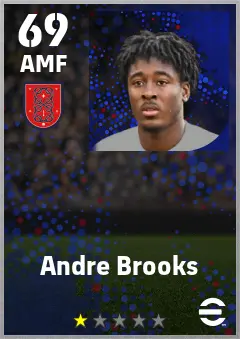 Andre Brooks eFootball 2026 player card — 69 OVR AMF