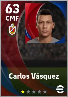 Carlos Vasquez eFootball 2026 player card — 63 OVR CMF