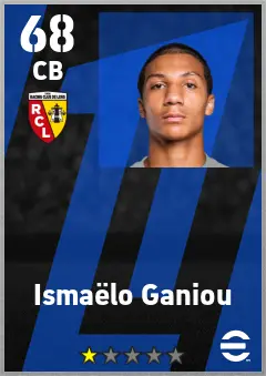 Ismaelo Ganiou eFootball 2026 player card — 68 OVR CB