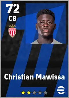 Christian Mawissa eFootball 2026 player card — 72 OVR CB