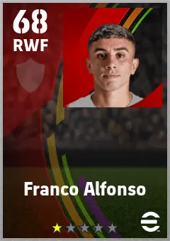Franco Alfonso eFootball 2026 player card — 68 OVR RWF