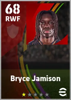 Bryce Jamison eFootball 2026 player card — 68 OVR RWF