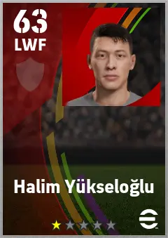 Halim Yukseloglu eFootball 2026 player card — 63 OVR LWF