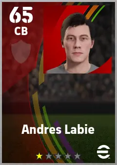 Andres Labie eFootball 2026 player card — 65 OVR CB