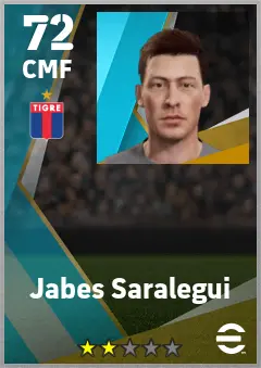 Jabes Saralegui eFootball 2026 player card — 72 OVR CMF