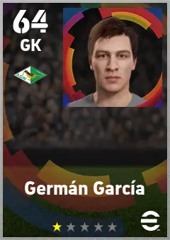 German Garcia eFootball 2026 player card — 64 OVR GK