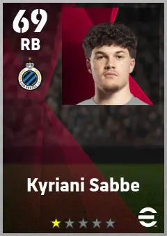 Kyriani Sabbe eFootball 2026 player card — 69 OVR RB
