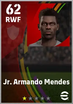 Jr. Armando Mendes eFootball 2026 player card — 62 OVR RWF