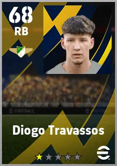 Diogo Travassos eFootball 2026 player card — 68 OVR RB