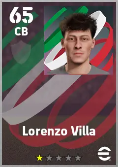 Lorenzo Villa eFootball 2026 player card — 65 OVR CB