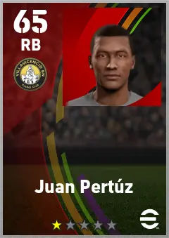 Juan Pertuz eFootball 2026 player card — 65 OVR RB