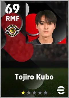 Tojiro Kubo eFootball 2026 player card — 69 OVR RMF