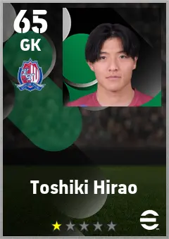Toshiki Hirao eFootball 2026 player card — 65 OVR GK