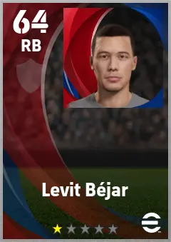 Levit Bejar eFootball 2026 player card — 64 OVR RB