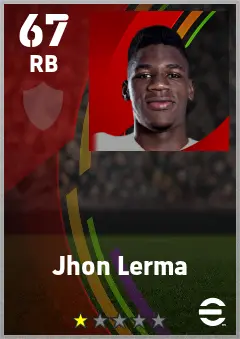 Jhon Lerma eFootball 2026 player card — 67 OVR RB