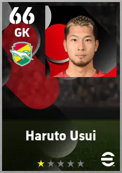 Haruto Usui eFootball 2026 player card — 66 OVR GK