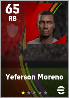 Yeferson Moreno eFootball 2026 player card — 65 OVR RB