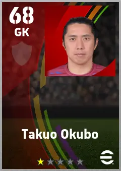 Takuo Okubo eFootball 2026 player card — 68 OVR GK