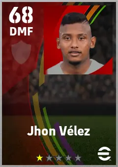 Jhon Velez eFootball 2026 player card — 68 OVR DMF