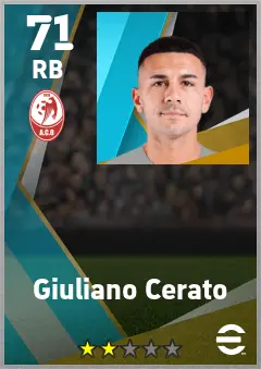 Giuliano Cerato eFootball 2026 player card — 71 OVR RB