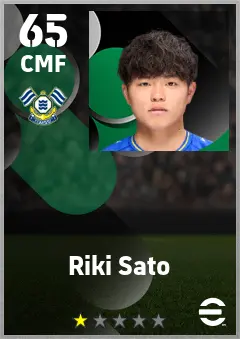 Riki Sato eFootball 2026 player card — 65 OVR CMF