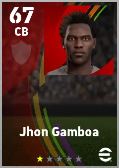 Jhon Gamboa eFootball 2026 player card — 67 OVR CB