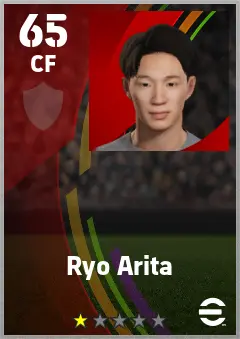 Ryo Arita eFootball 2026 player card — 65 OVR CF