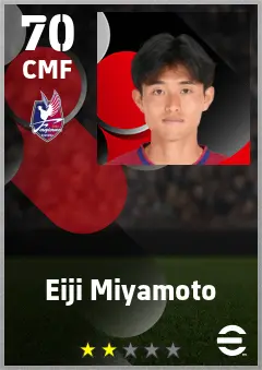 Eiji Miyamoto eFootball 2026 player card — 70 OVR CMF