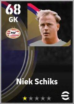 Niek Schiks eFootball 2026 player card — 68 OVR GK