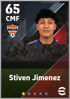 Stiven Jimenez eFootball 2026 player card — 65 OVR CMF