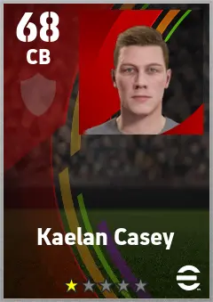 Kaelan Casey eFootball 2026 player card — 68 OVR CB