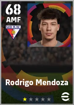 Rodrigo Mendoza eFootball 2026 player card — 68 OVR AMF
