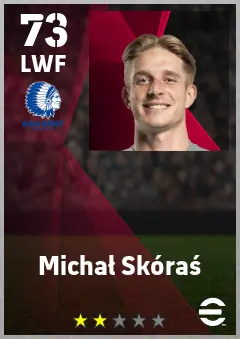 Michal Skoras eFootball 2026 player card — 73 OVR LWF