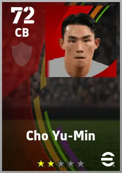 Cho Yu-Min eFootball 2026 player card — 72 OVR CB