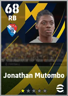 Jonathan Mutombo eFootball 2026 player card — 68 OVR RB