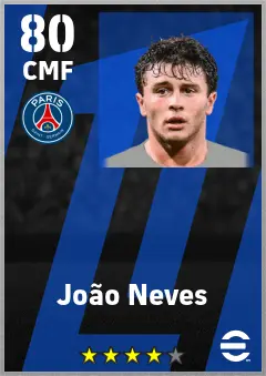 Joao Neves eFootball 2026 player card — 80 OVR CMF