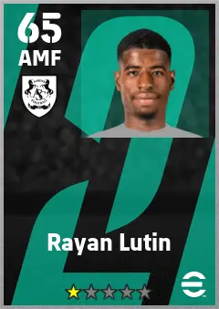 Rayan Lutin eFootball 2026 player card — 65 OVR AMF